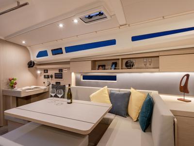 Salon of Moorings 42.3 Club, a Beneteau Oceanis 40.1 sailboat at English Harbour, Antigua and Barbuda