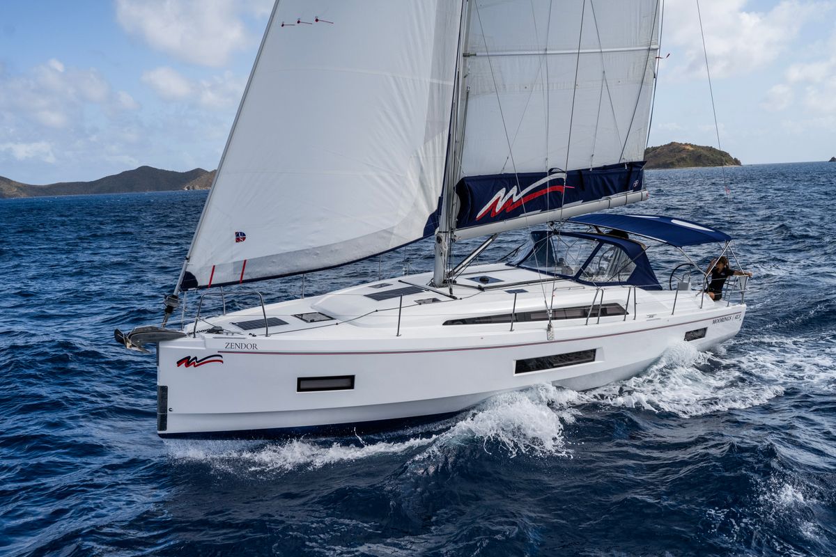 Exterior view of Moorings 42.3 Club, a Beneteau Oceanis 40.1 sailboat at English Harbour, Antigua and Barbuda
