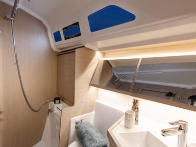 Head on Moorings 42.3 Club, a Beneteau Oceanis 40.1 sailboat at English Harbour, Antigua and Barbuda