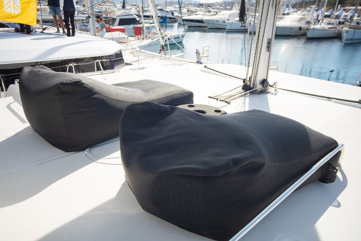 Deck of Orfeas, a Dufour 48 Catamaran catamaran at Municipal Unit of Lefkada, Greece