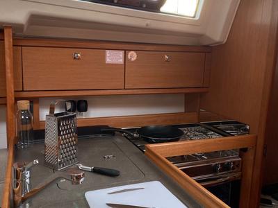 Galley of Luna 2, a Bavaria 34 Cruiser sailboat at Fethiye, Turkey