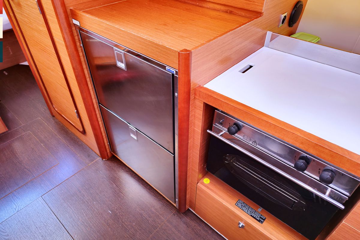Galley of Maša, a Dufour 390 GL sailboat at Općina Rogoznica, Croatia