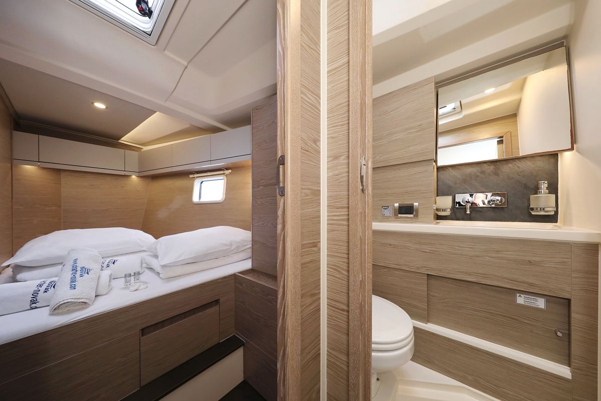 Cabin on Pegasus, a Hanse Yachts Hanse 508 sailboat at Grad Biograd na Moru, Croatia