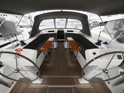 Cockpit of Pegasus, a Hanse Yachts Hanse 508 sailboat at Grad Biograd na Moru, Croatia