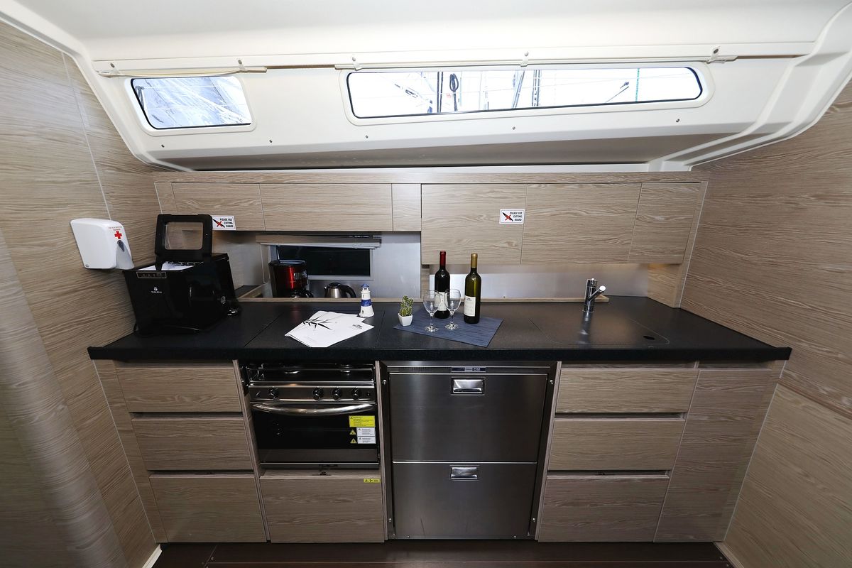 Galley of Pegasus, a Hanse Yachts Hanse 508 sailboat at Grad Biograd na Moru, Croatia