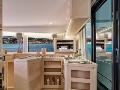 Galley of Pitagora, a Lagoon 42 catamaran at Olbia, Italy