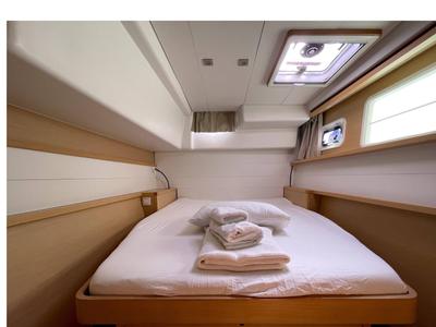 Cabin on Altair, a Lagoon 450 F catamaran at Athens, Greece