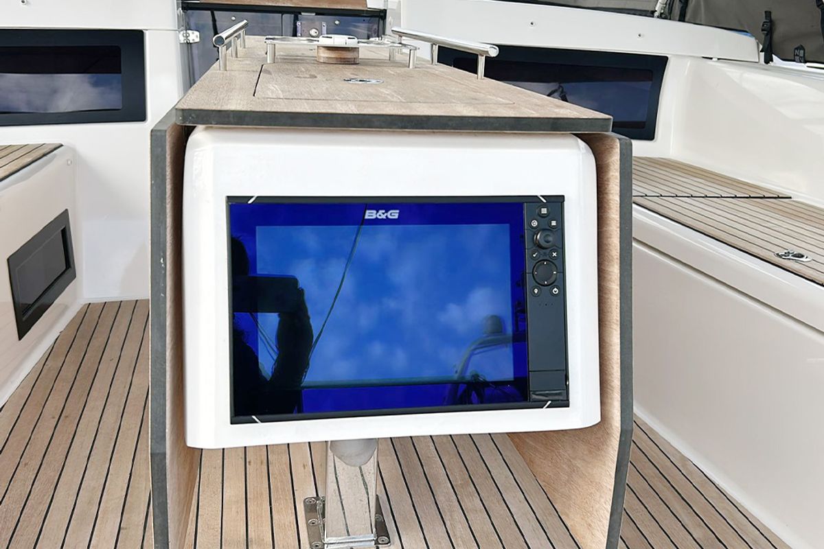 Cockpit of AN, a Dufour 470 sailboat at es Jonquet, Spain