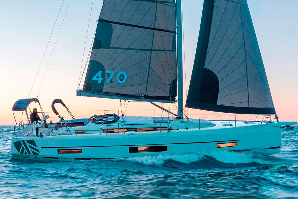 Exterior view of AN, a Dufour 470 sailboat at es Jonquet, Spain