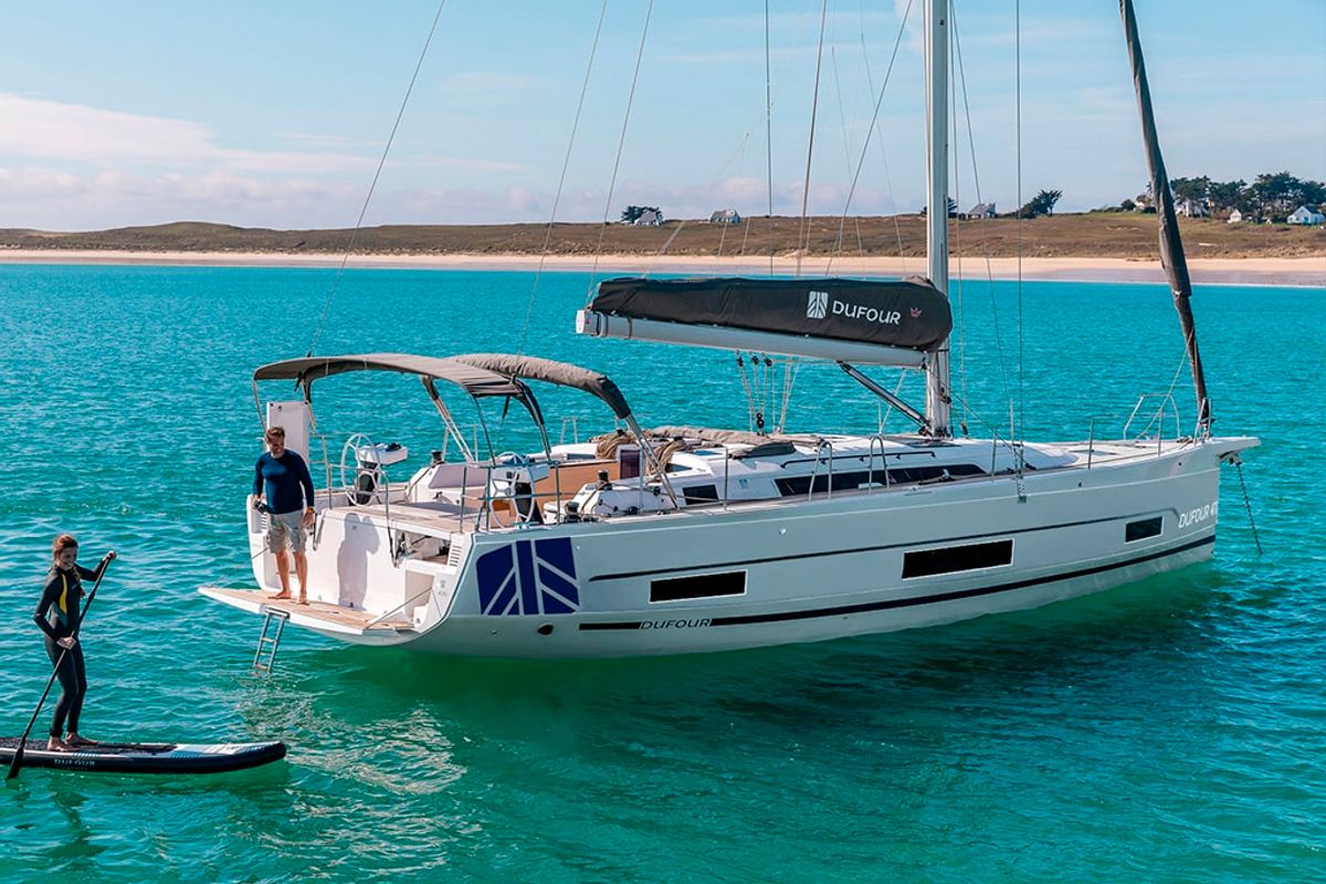 Exterior view of AN, a Dufour 470 sailboat at es Jonquet, Spain