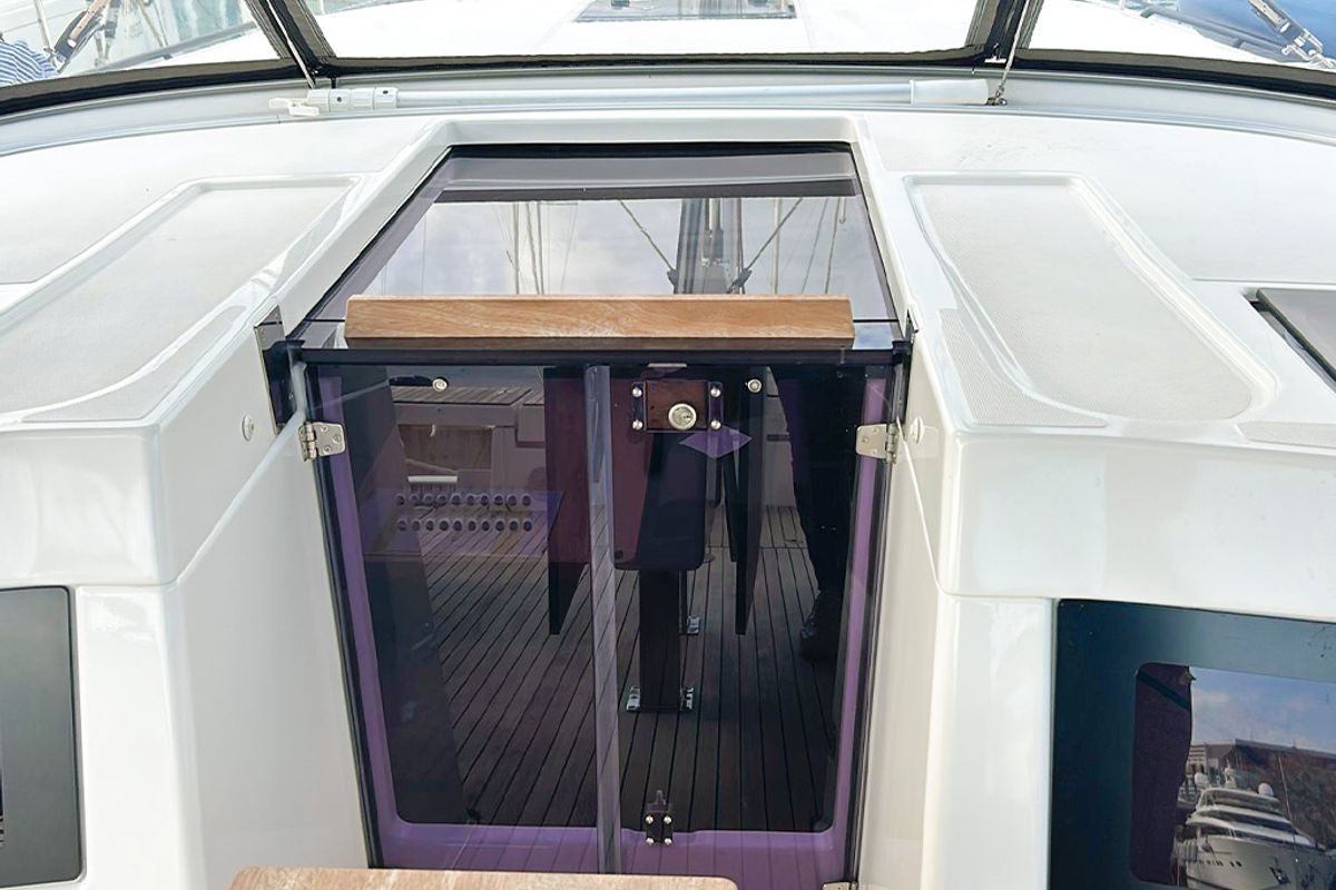 Deck of AN, a Dufour 470 sailboat at es Jonquet, Spain