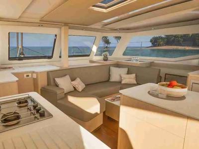 Salon of Sea Eagle III, a Fountaine Pajot New 41 catamaran at Rodi Garganico, Italy