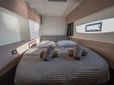 Cabin on Nou Nou 1, a Fountaine Pajot Astréa 42 catamaran at Lavreotiki Municipal Unit, Greece