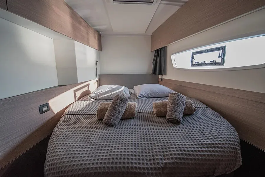 Cabin on Nou Nou 1, a Fountaine Pajot Astréa 42 catamaran at Lavreotiki Municipal Unit, Greece