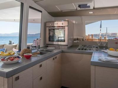 Galley of Nou Nou 1, a Fountaine Pajot Astréa 42 catamaran at Lavreotiki Municipal Unit, Greece