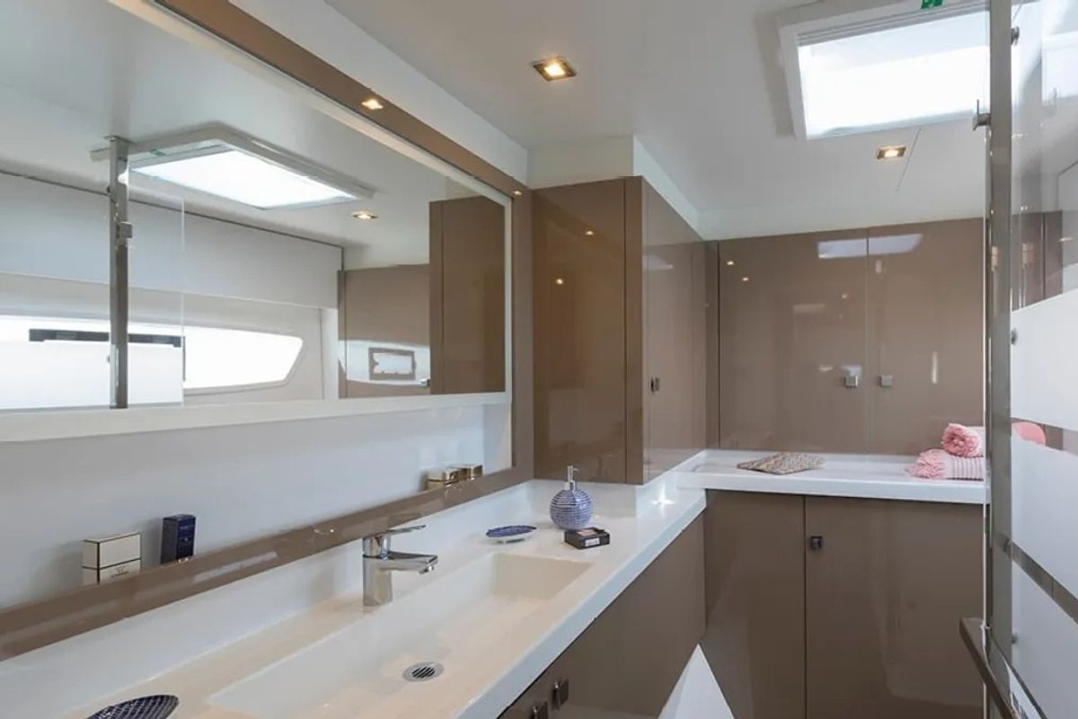 Head on Nou Nou 1, a Fountaine Pajot Astréa 42 catamaran at Lavreotiki Municipal Unit, Greece