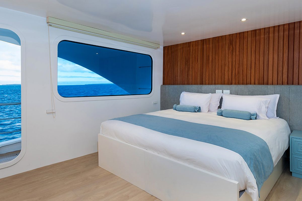 Cabin on Ocean Spray, a Gulet Power Catamaran catamaran at Baltra, Ecuador