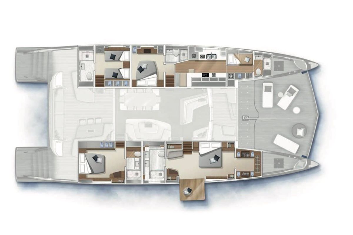 Floor plan of Zenit, a Lagoon Seventy 8 catamaran at Grand Anse, Grenada