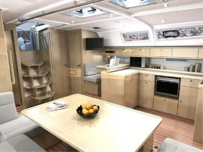 Salon of Drait 32, a Bavaria Cruiser 51 sailboat at Municipal Unit of Rhodes, Greece