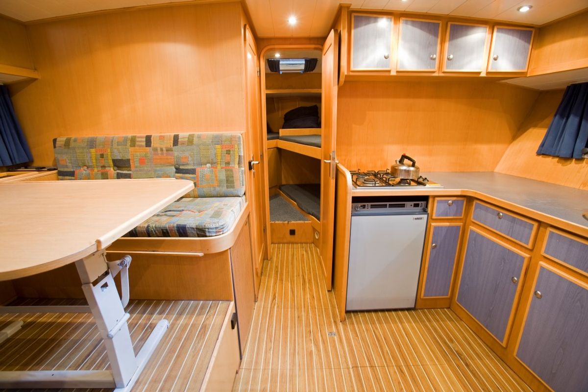 Galley of Drait 32, a De Drait Renal 45 motorboat at Drachten, Netherlands