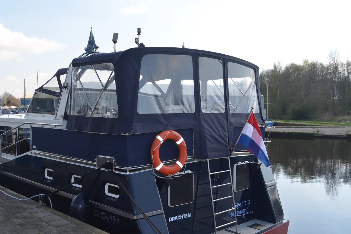 Exterior view of Drait 32, a De Drait Renal 45 motorboat at Drachten, Netherlands