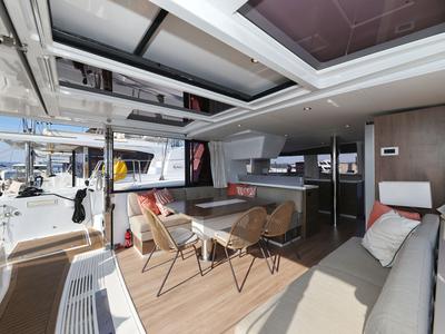 Salon of Trinity, a Bali 4.4 catamaran at Grad Biograd na Moru, Croatia