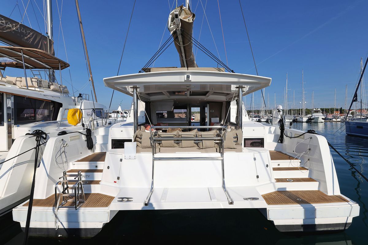 Exterior view of Trinity, a Bali 4.4 catamaran at Grad Biograd na Moru, Croatia