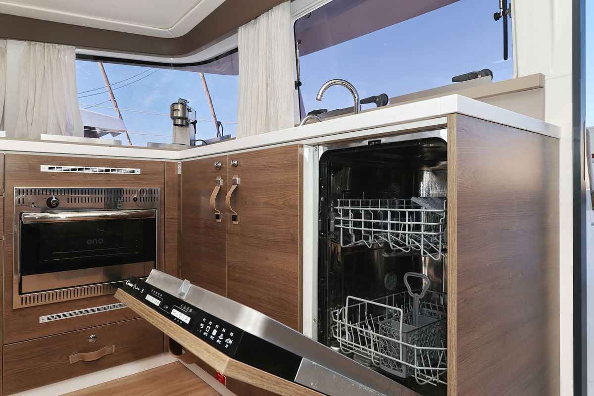 Galley of Trinity, a Bali 4.4 catamaran at Grad Biograd na Moru, Croatia