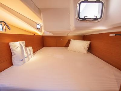 Cabin on White Rabbit, a Jeanneau Sun Odyssey 440 sailboat at Kaş, Turkey