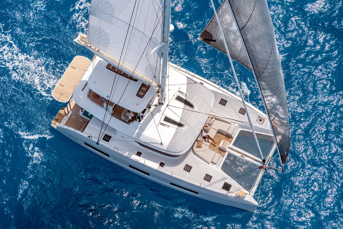 Exterior view of ESPERANCE, a Lagoon 55 catamaran at Municipal Unit of Nea Peramos, Greece