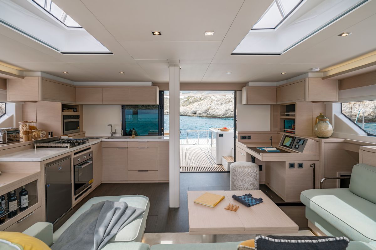 Salon of ESPERANCE, a Lagoon 55 catamaran at Municipal Unit of Nea Peramos, Greece