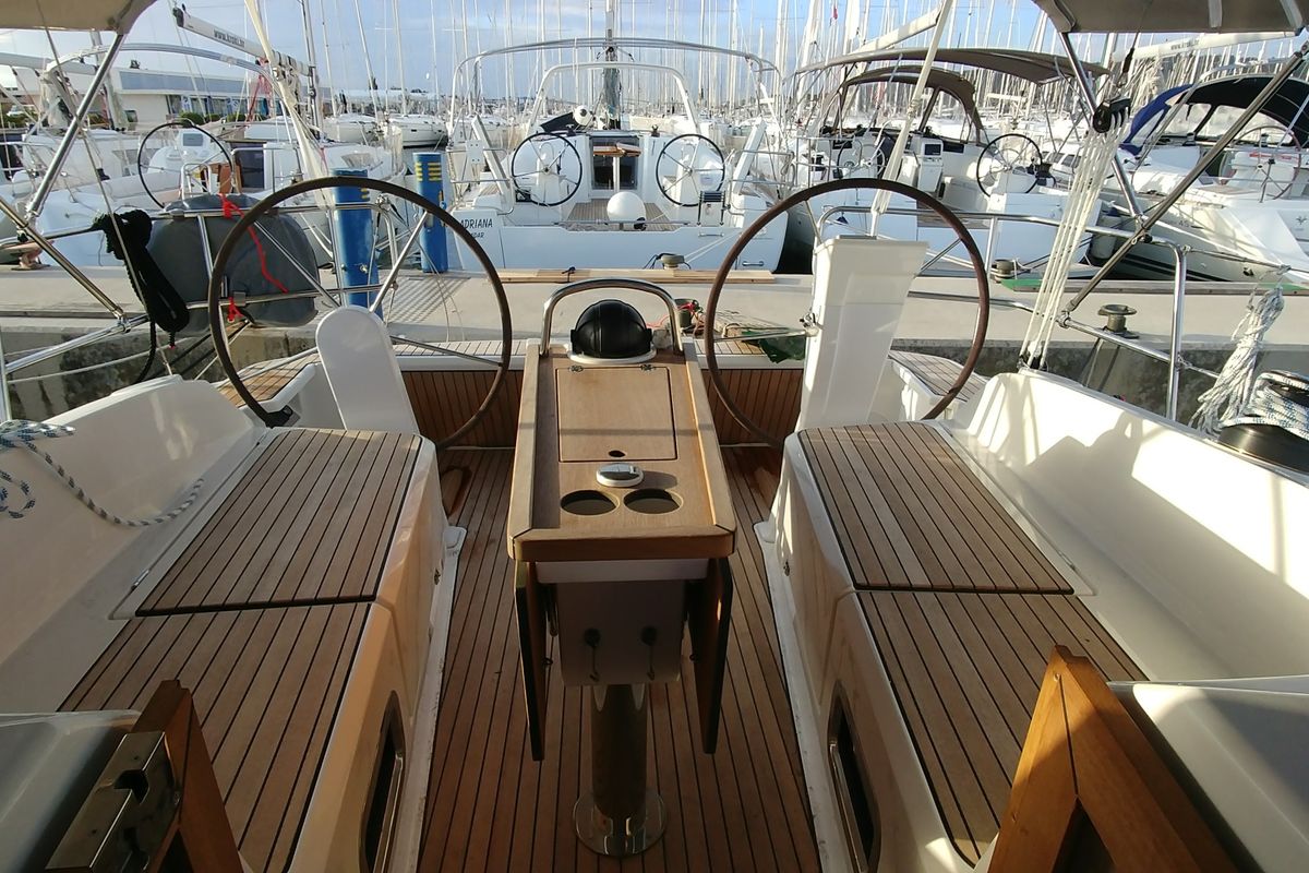 Cockpit of Alegria, a Bavaria Cruiser 37 sailboat at Općina Sukošan, Croatia