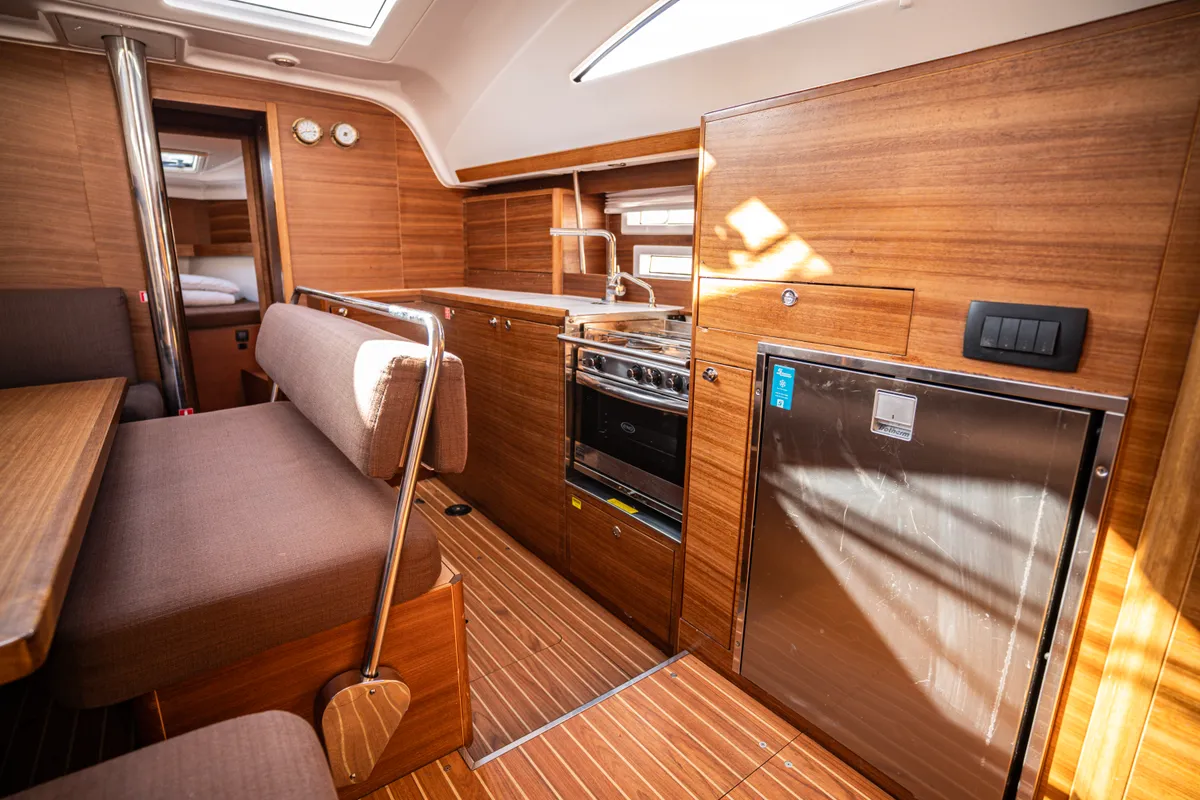 Galley of Vikki, a Elan Impression 45.1 sailboat at Pirovac, Croatia