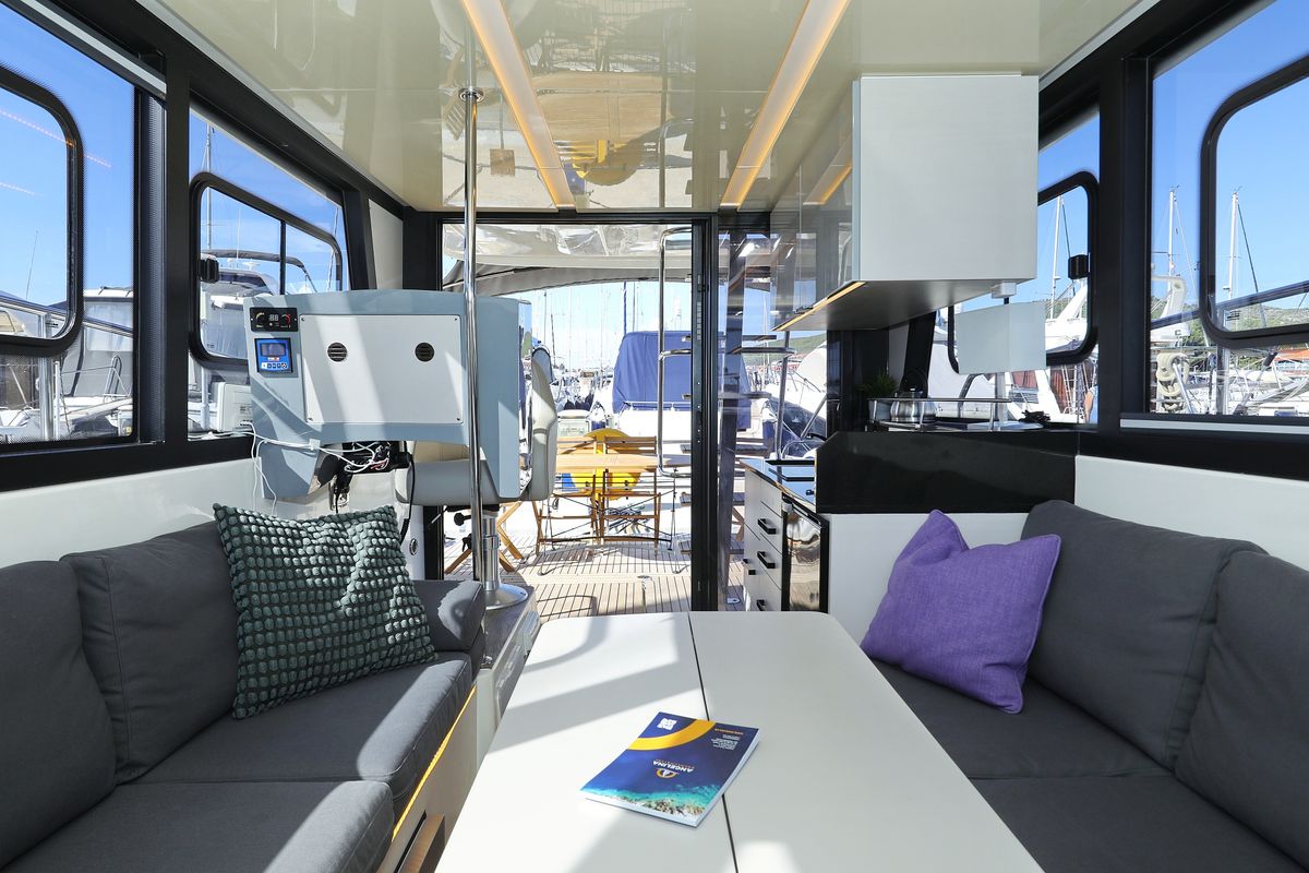 Salon of Nanda, a Cobra Yachts Futura 40 Grand Horizon yacht at Punat, Croatia