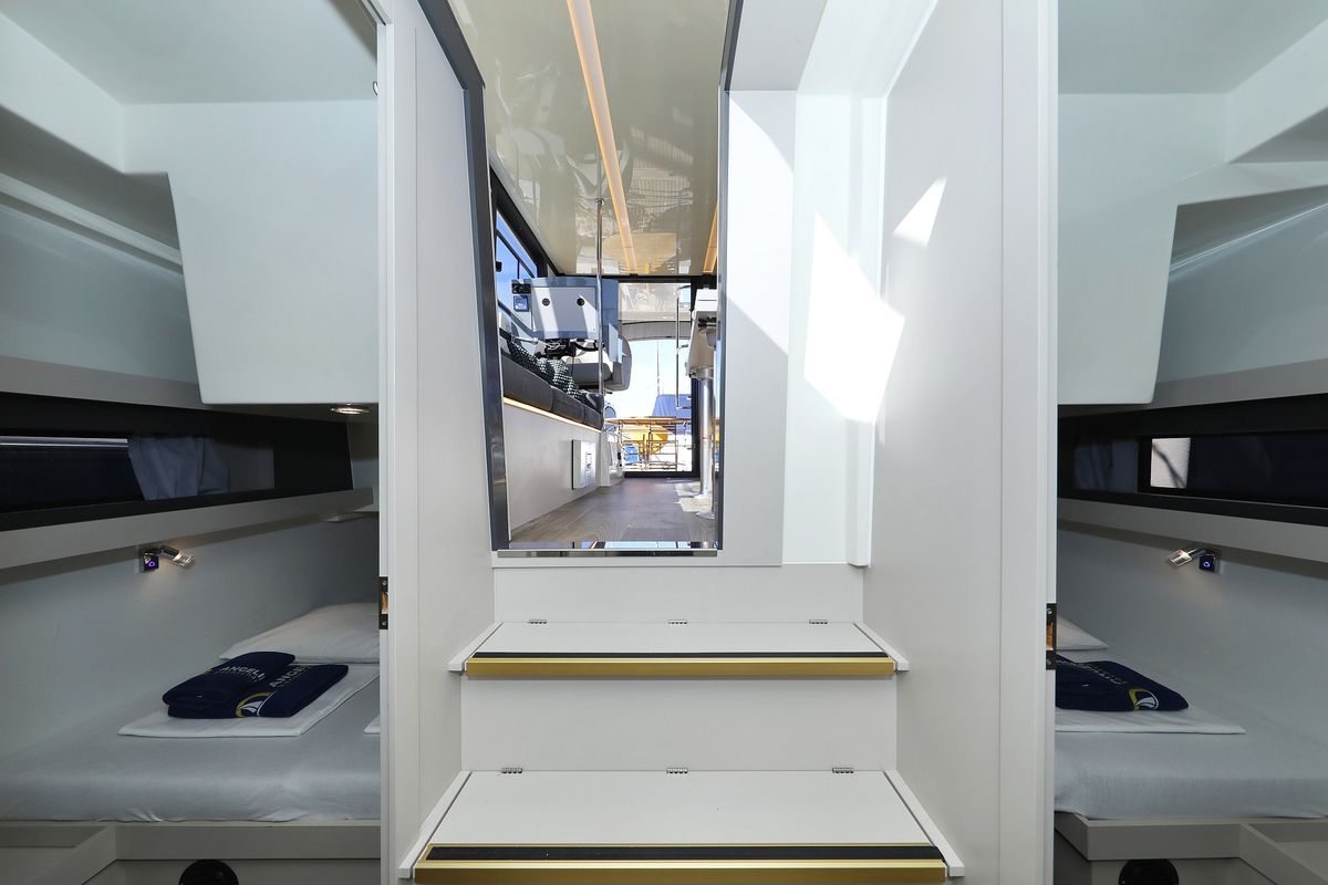 Cabin on Nanda, a Cobra Yachts Futura 40 Grand Horizon yacht at Punat, Croatia