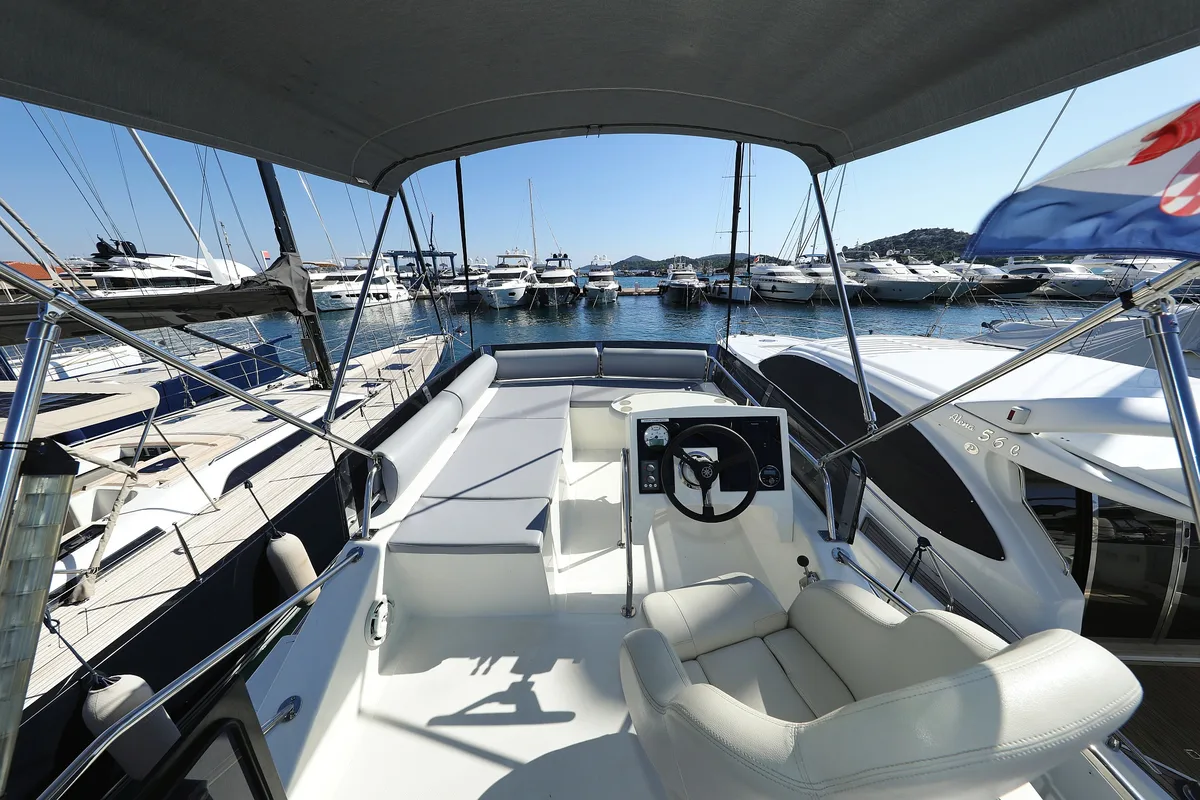 Cockpit of Nanda, a Cobra Yachts Futura 40 Grand Horizon yacht at Punat, Croatia