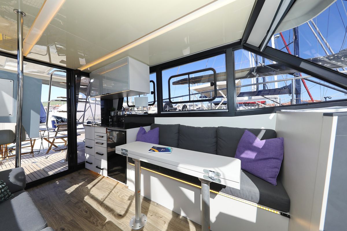 Salon of Nanda, a Cobra Yachts Futura 40 Grand Horizon yacht at Punat, Croatia