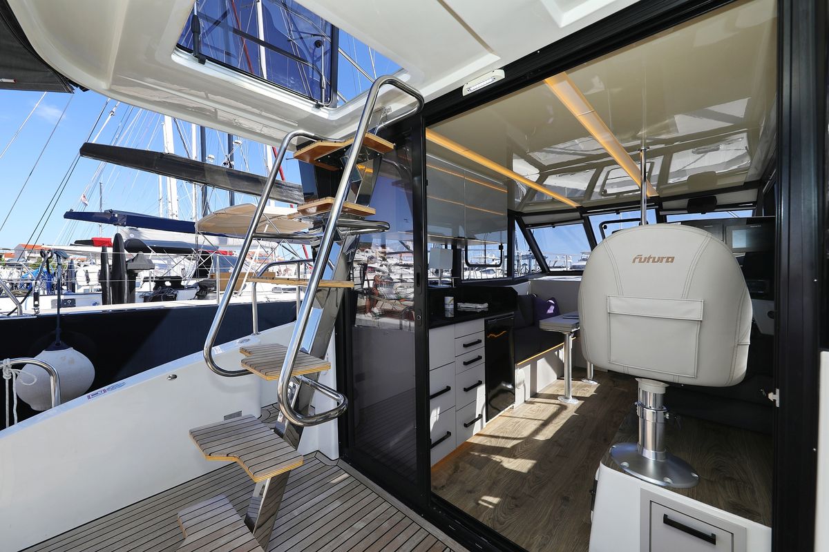 Deck of Nanda, a Cobra Yachts Futura 40 Grand Horizon yacht at Punat, Croatia
