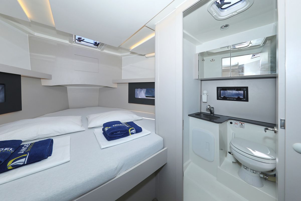 Cabin on Nanda, a Cobra Yachts Futura 40 Grand Horizon yacht at Punat, Croatia