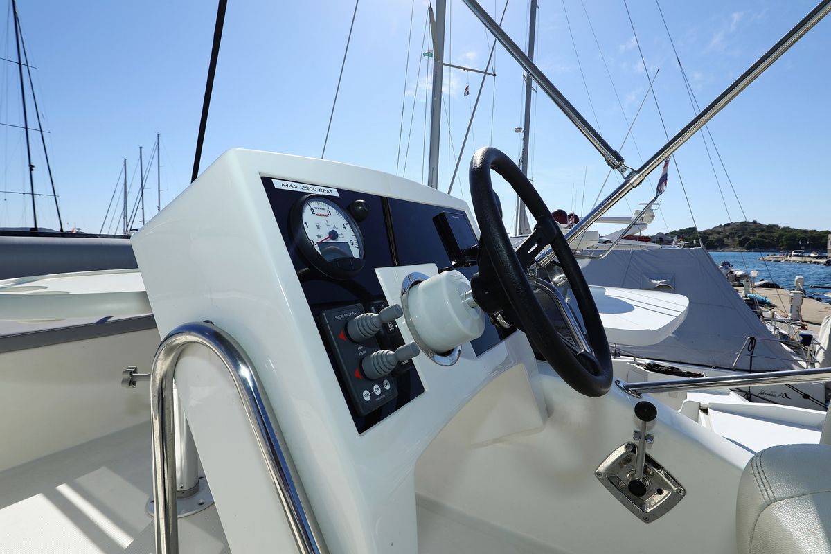 Cockpit of Nanda, a Cobra Yachts Futura 40 Grand Horizon yacht at Punat, Croatia