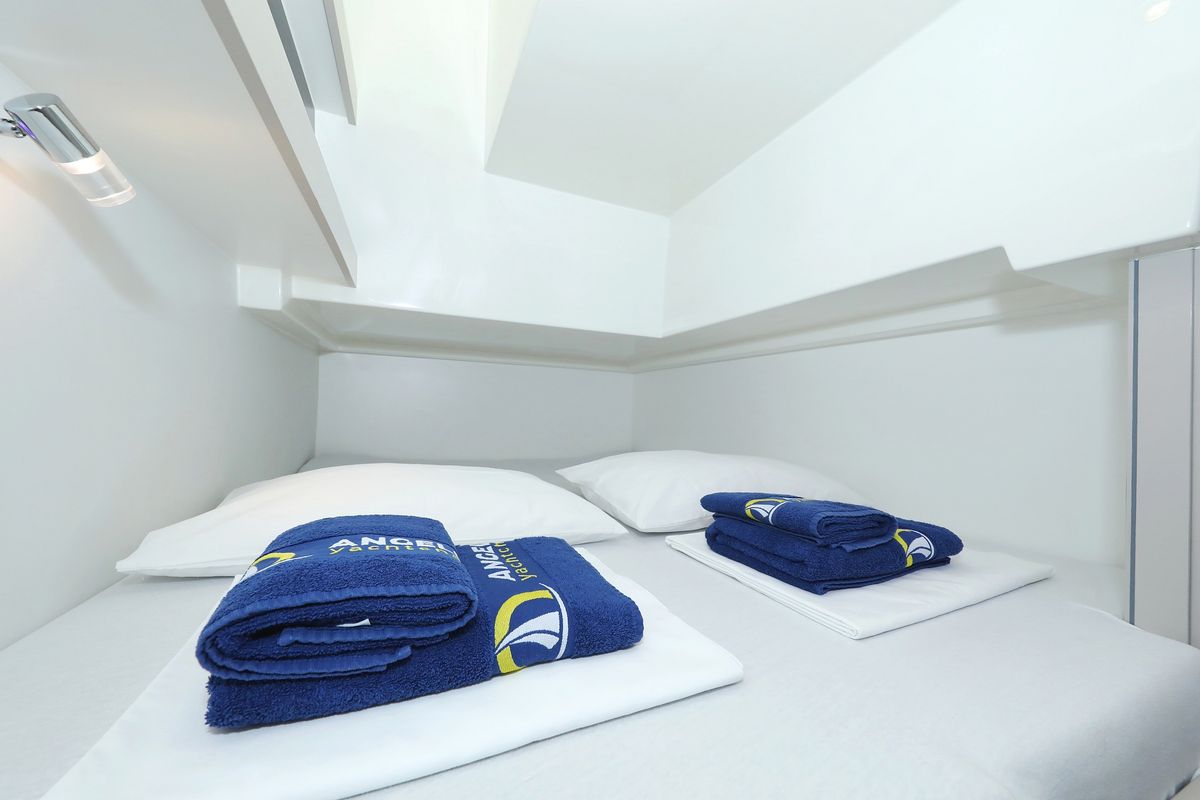 Cabin on Nanda, a Cobra Yachts Futura 40 Grand Horizon yacht at Punat, Croatia