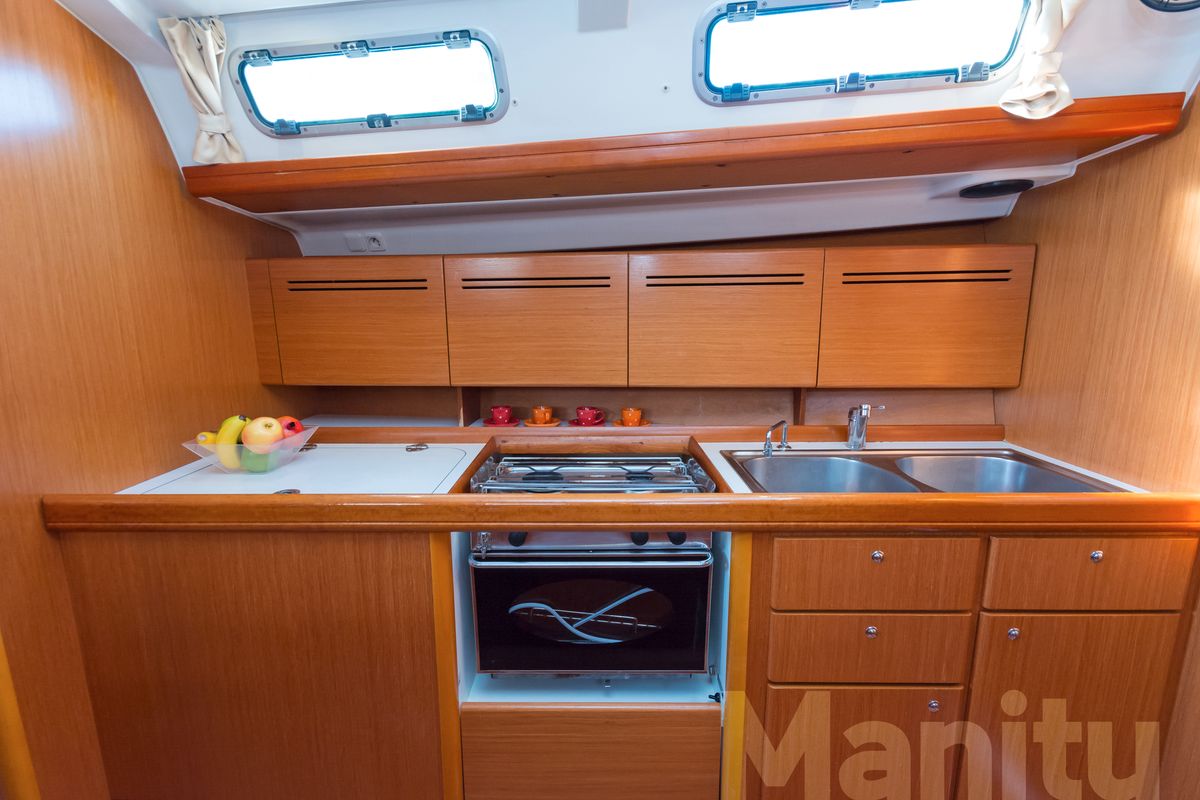 Galley of Manitu, a Beneteau Cyclades 50.5 sailboat at Athens, Greece
