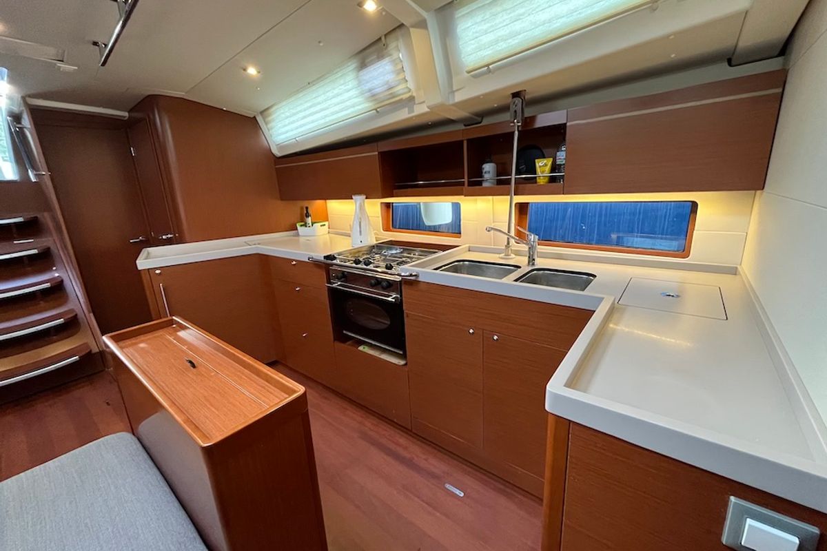 Galley of Marilyn, a Beneteau Oceanis 46.1 sailboat at Athens, Greece