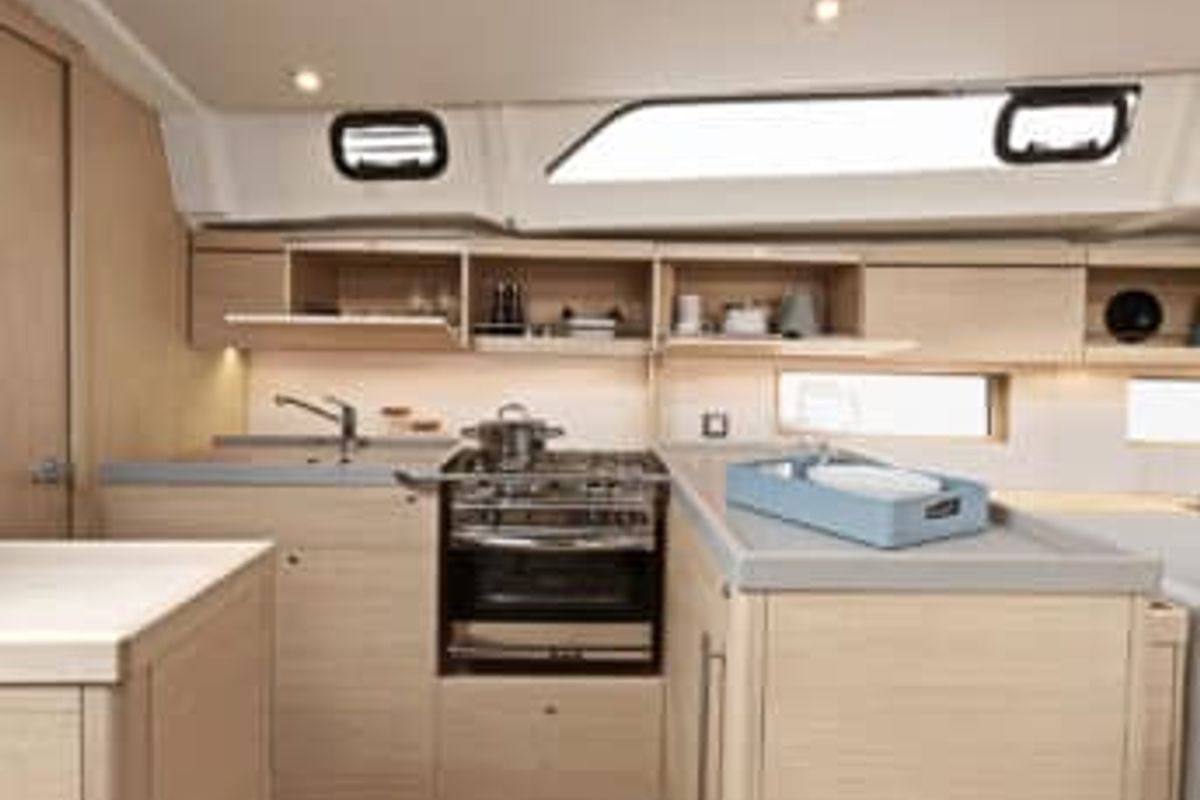 Galley of Family Spirit, a Beneteau Oceanis 46.1 sailboat at Toulon, France
