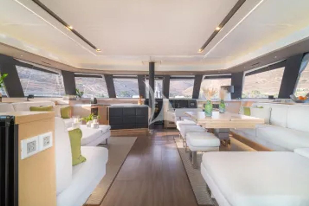 Salon of Aether, a Lagoon Sixty 7 catamaran at Athens, Greece