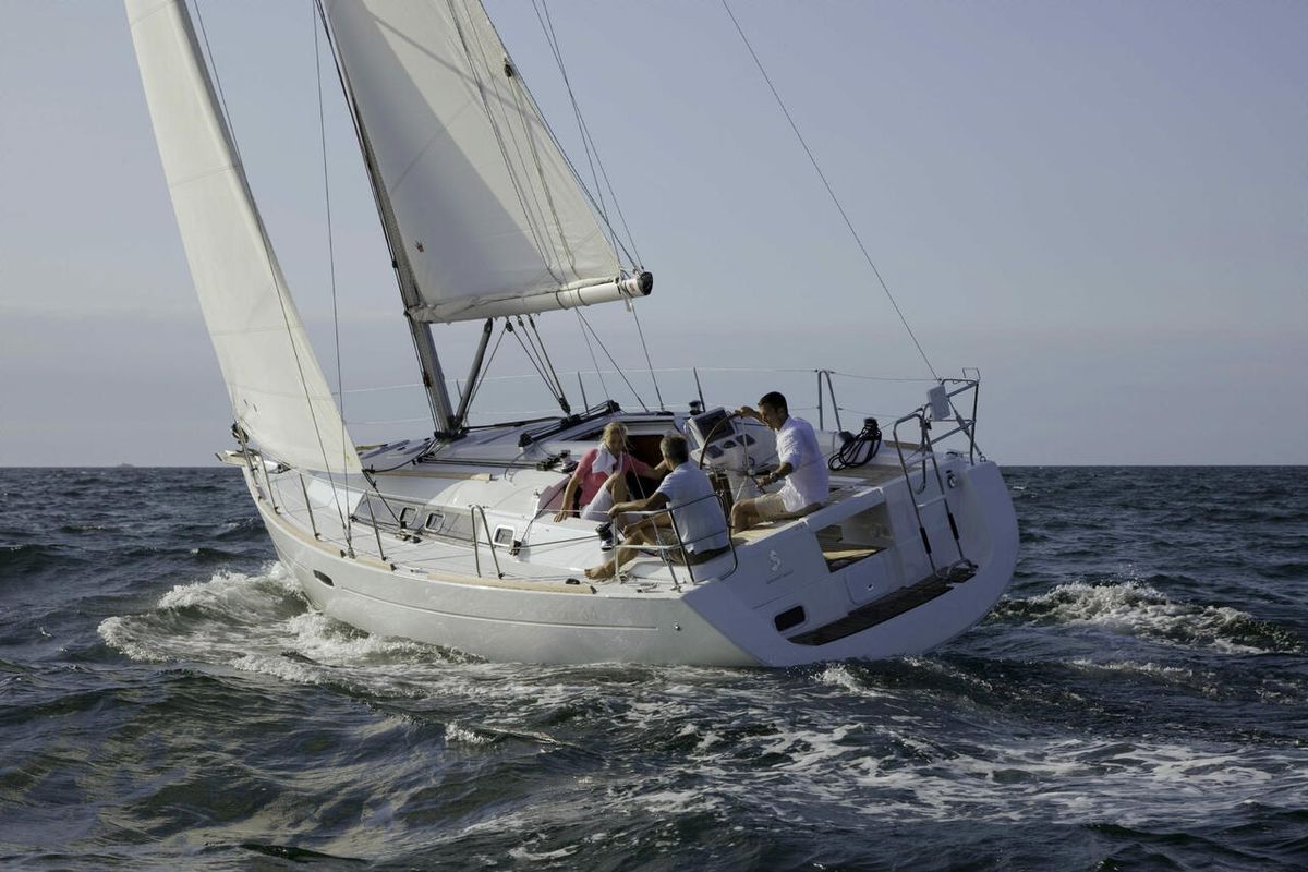 Exterior view of Blaubart, a Beneteau Oceanis 34 sailboat at Flensburg, Germany