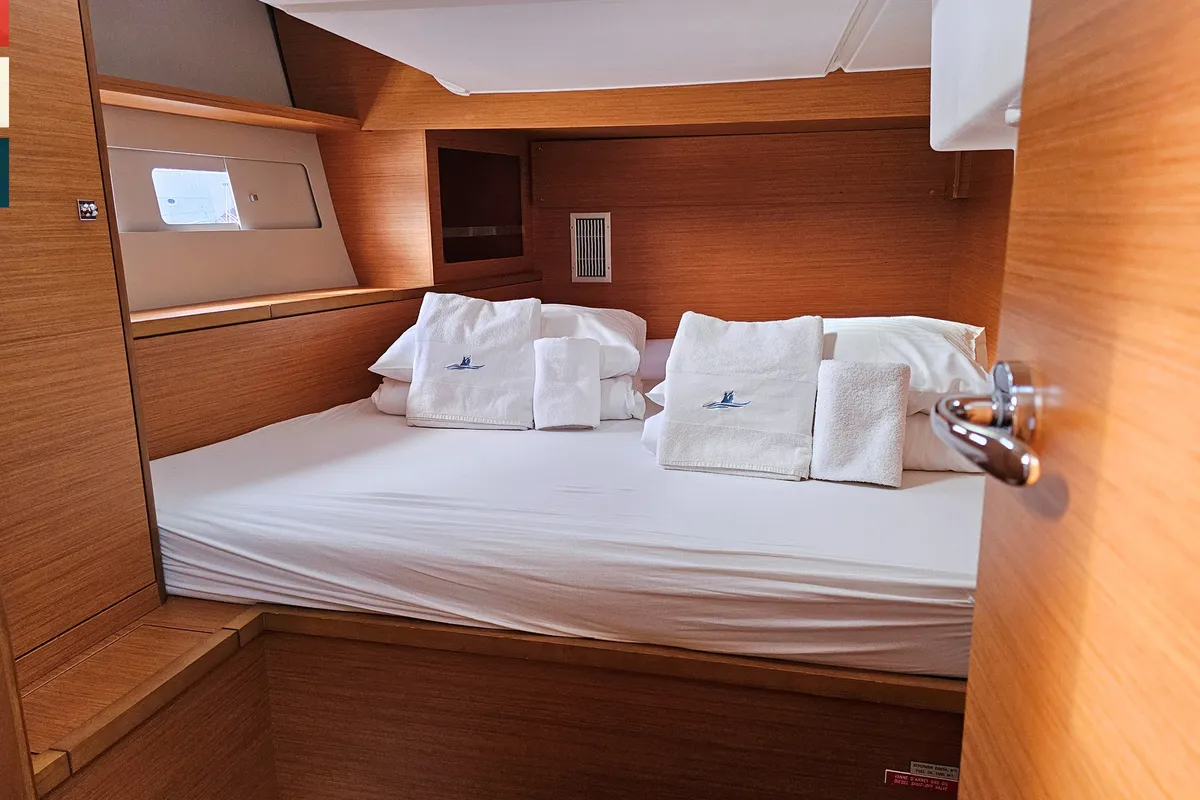 Cabin on Allegro, a Dufour 530 sailboat at Grad Kaštela, Croatia