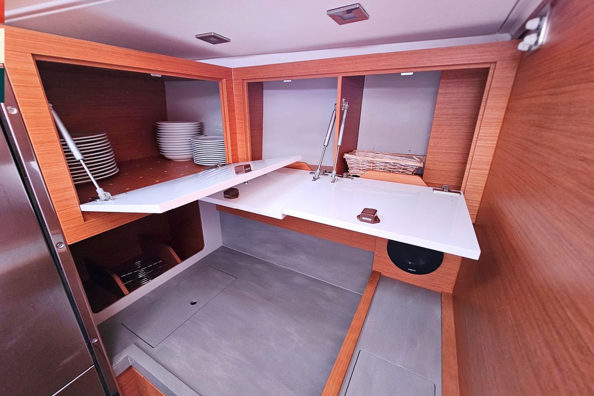 Galley of Allegro, a Dufour 530 sailboat at Grad Kaštela, Croatia