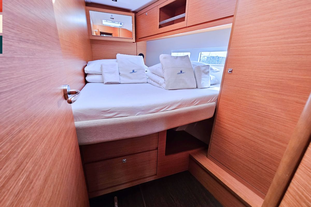 Cabin on Allegro, a Dufour 530 sailboat at Grad Kaštela, Croatia