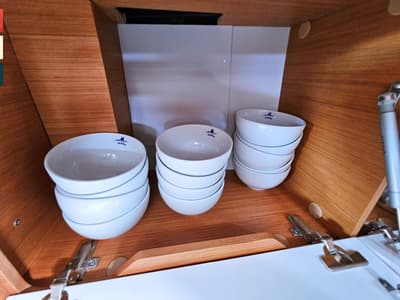 Galley of Allegro, a Dufour 530 sailboat at Grad Kaštela, Croatia